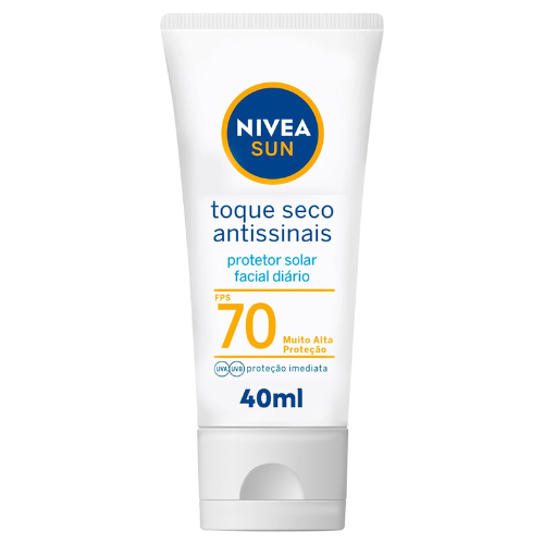 NIVEA SUN Protetor Solar Facial Toque Seco Antissinais FPS 70 40ml - Com muito alta proteção contra raios UVA/UVB