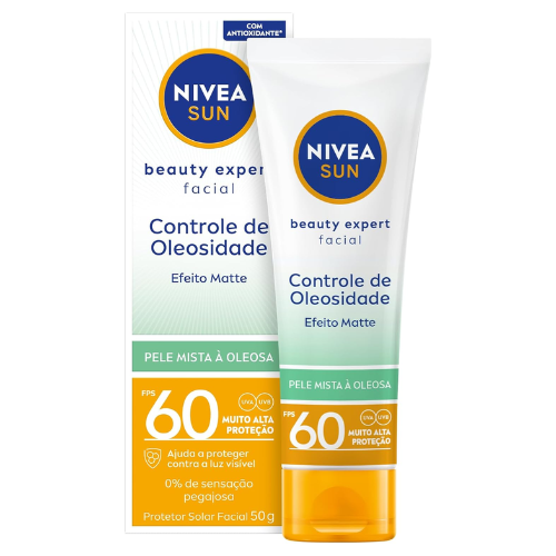 NIVEA SUN Protetor Solar Facial Beauty Expert Controle de Oleosidade FPS 60 50g