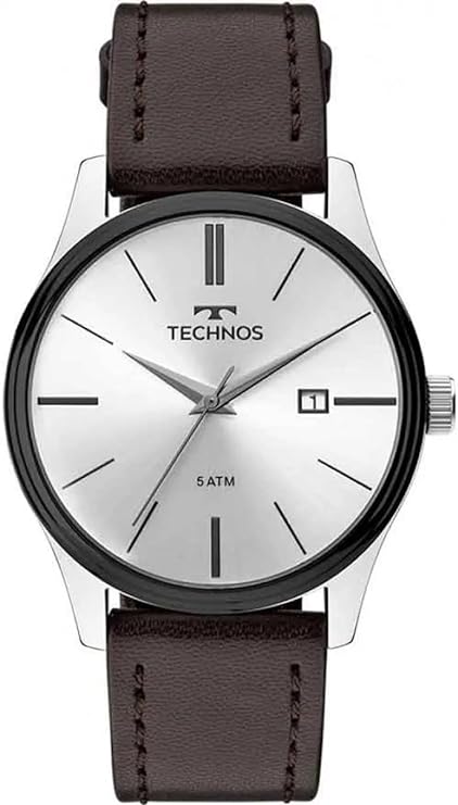 Relógio Analógico Technos Steel Masculino com Pulseira de Couro Marrom