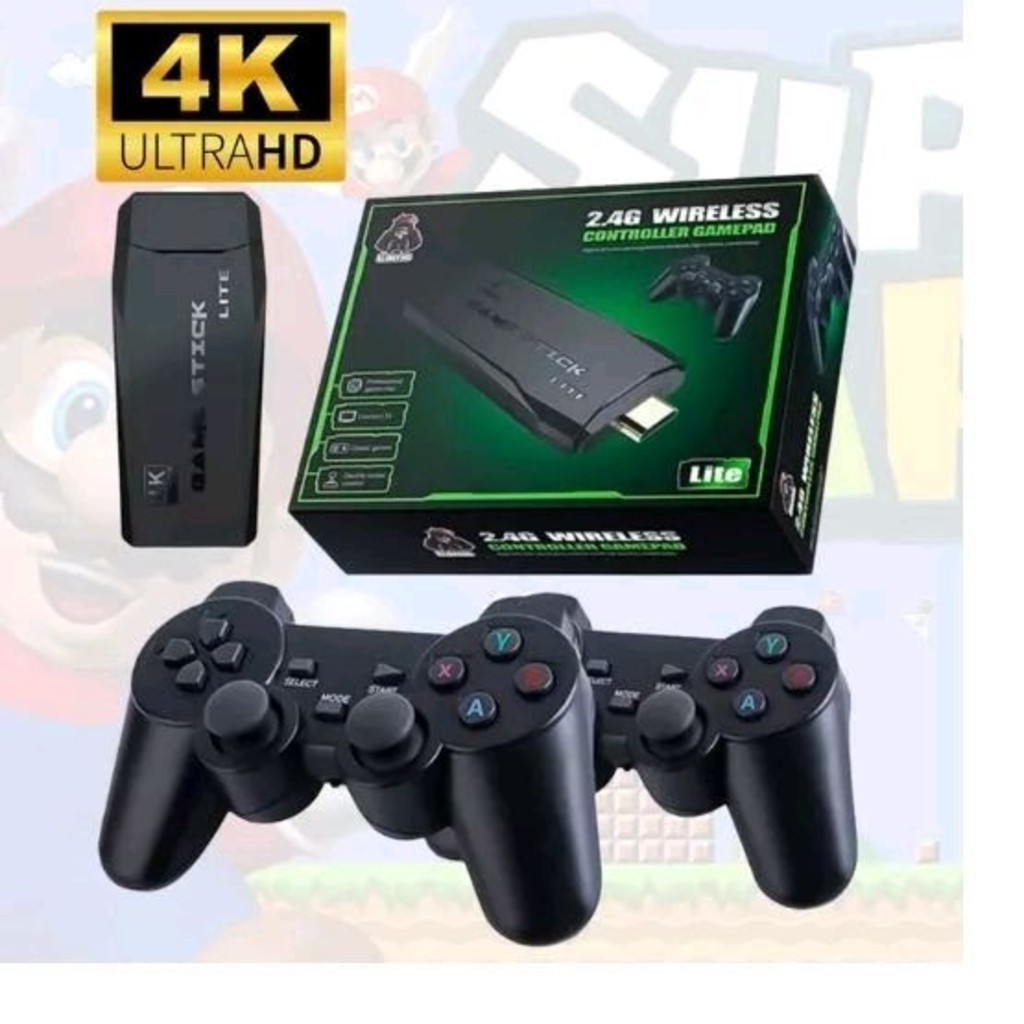 Video game Stick 4K Com 20000 Jogos 64gb 2 Controles Sem Fio Console Portatil Jogos Retro