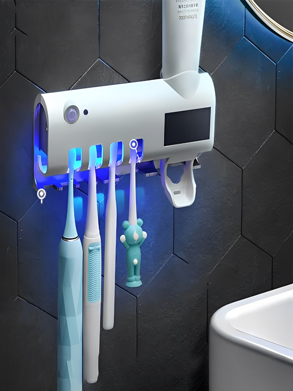 Suporte Escova De Dentes Esterilizador Com Luz UV Antibacteriano Decoracão Banheiro