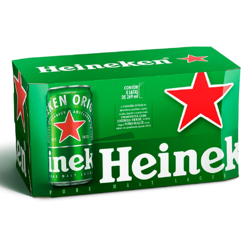 Pack Heineken Cerveja Pilsen - 8 latas de 269ml