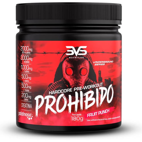 3VS Nutrition Pré Treino Prohibido 180g Sabor Ponche de Frutas